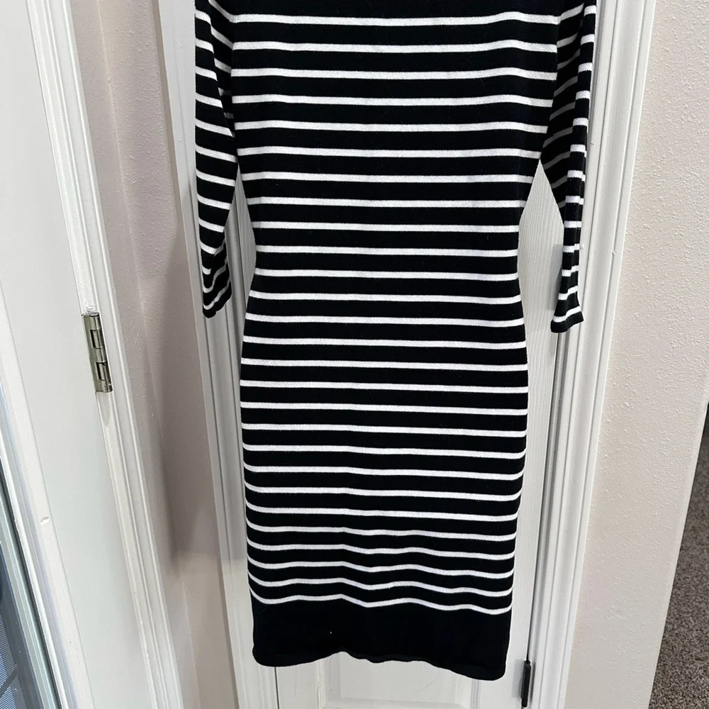 Lauren Ralph Lauren Black and White Striped Midi Dress - Picture 2 of 4